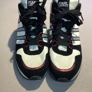 Karl Lagerfeld Monochrome Sneakers with Red Detail